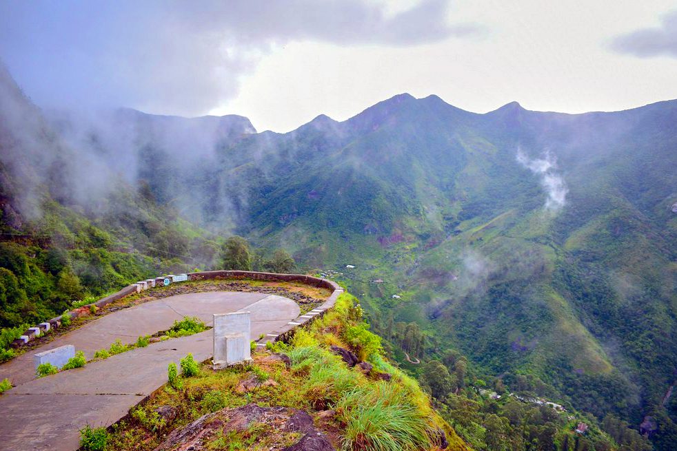 Aerial view of Haputale highlands and tea estates Sri Lanka